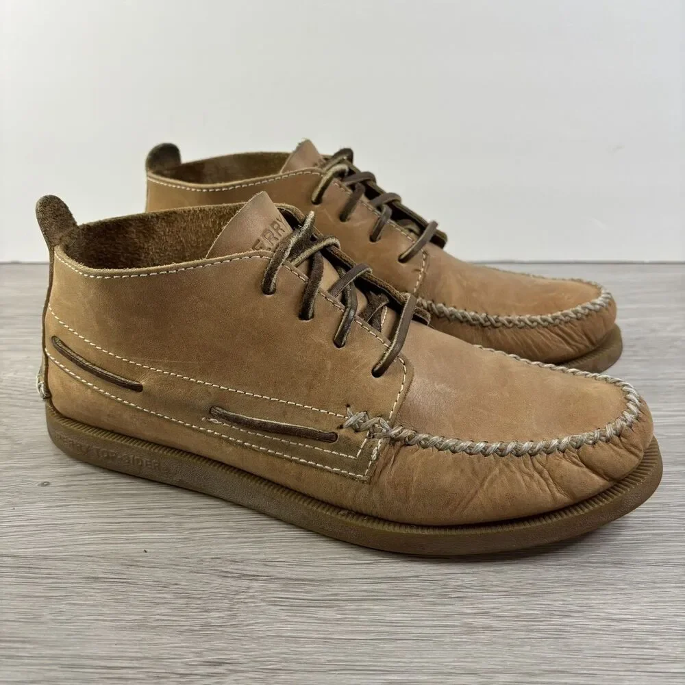 Sperry Top Sider Brown Leather Chukka Ankle Boots Sahara Men’s Lace Up 7.5M